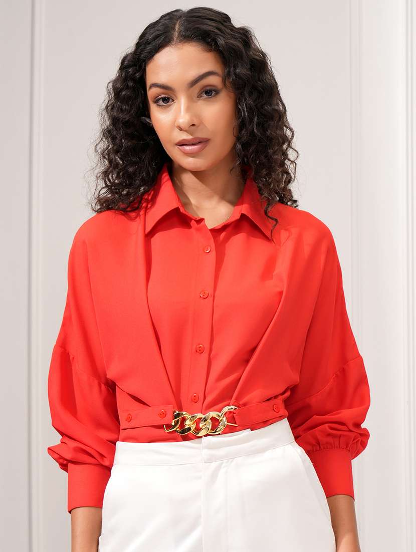women red polyester shirt dress - 22470708 -  Standard Image - 2