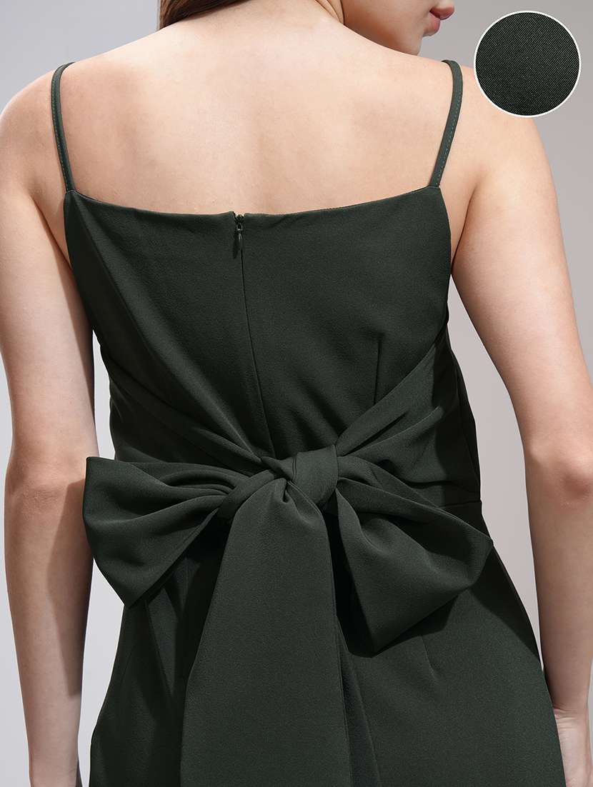 women olive polyester a-line dress - 22470712 -  Standard Image - 2