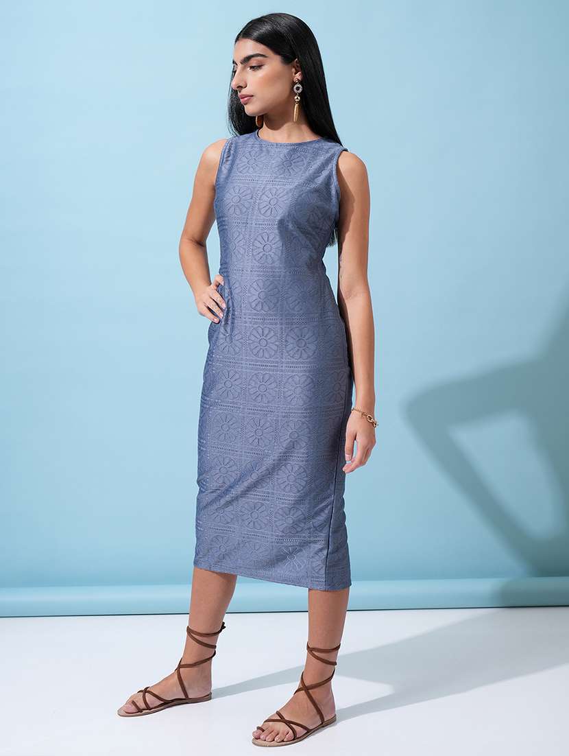 women blue polyester sheath dress - 22470734 -  Standard Image - 2