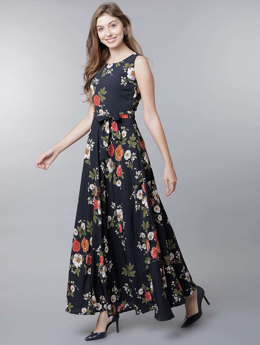 women black polyester a-line dress