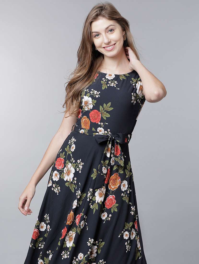 women black polyester a-line dress - 22470751 -  Standard Image - 2