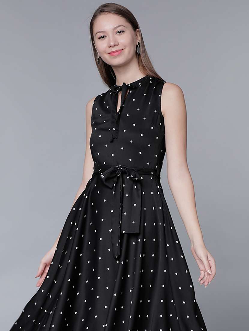 women black polyester fit & flare dress - 22470752 -  Standard Image - 2