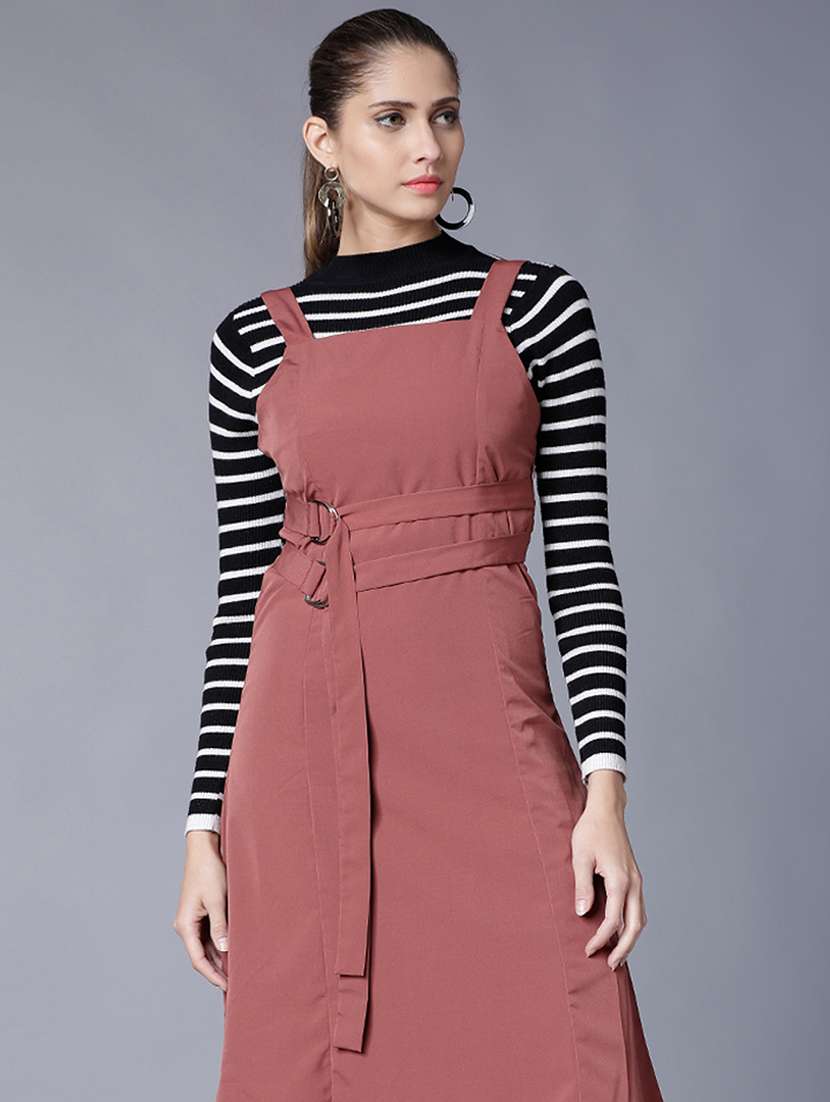 women rust polyester fit & flare dress - 22470753 -  Standard Image - 2