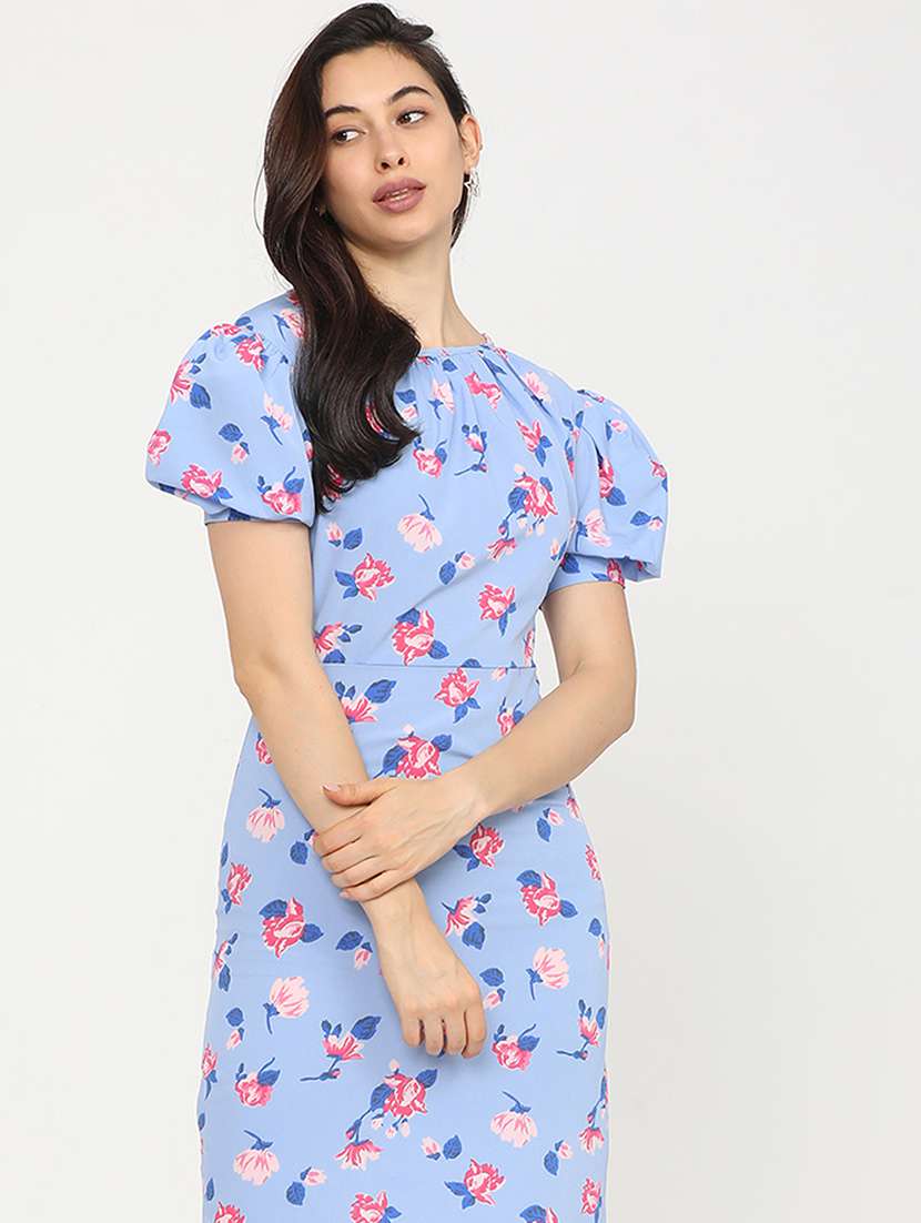women blue polyester a-line dress - 22470761 -  Standard Image - 2