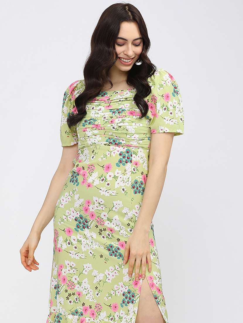women green polyester fit & flare dress - 22470764 -  Standard Image - 2