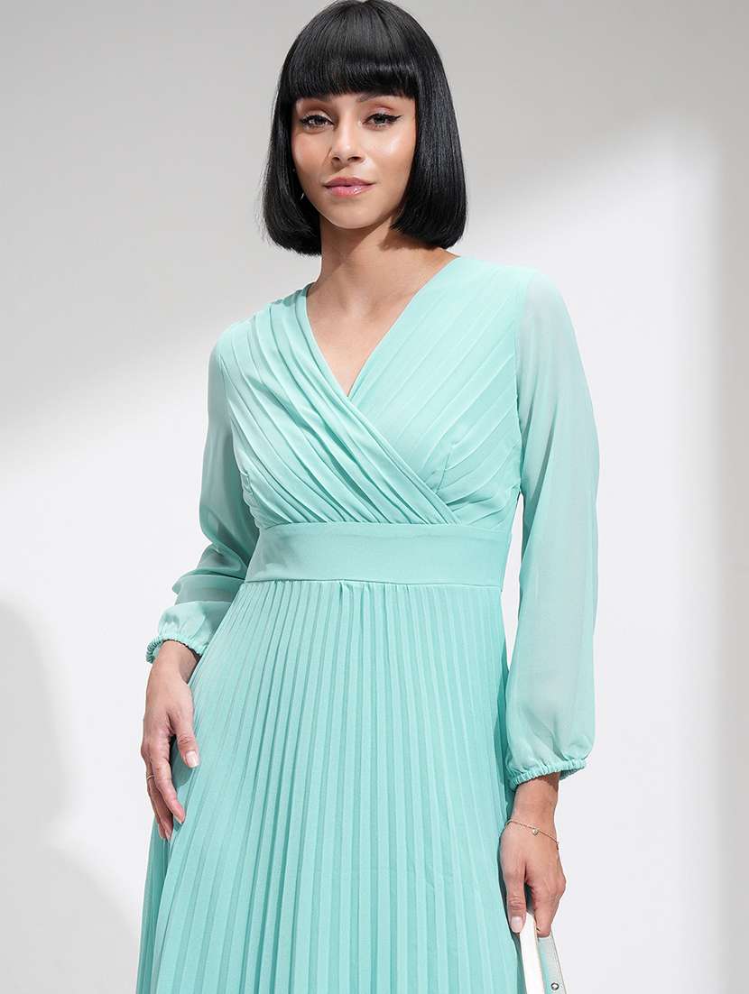 women solids blue polyester a-line dress - 22470771 -  Standard Image - 2
