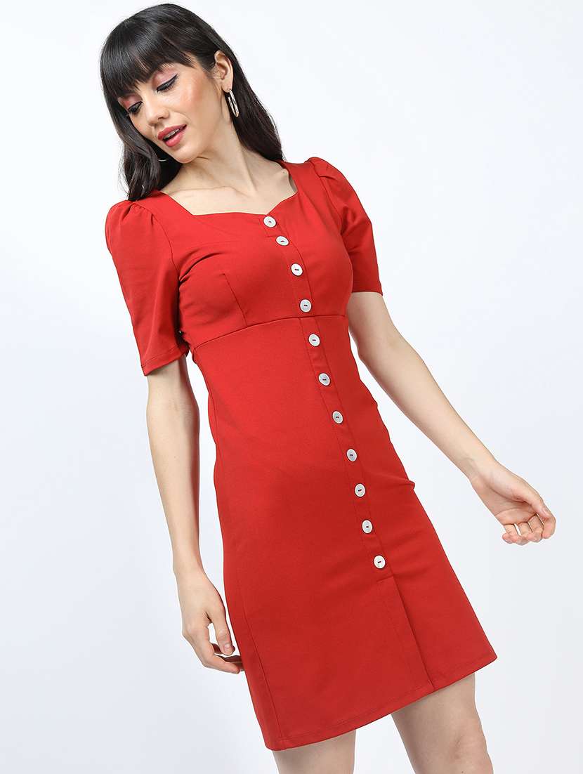 women orange polyester a-line dress - 22470780 -  Standard Image - 2