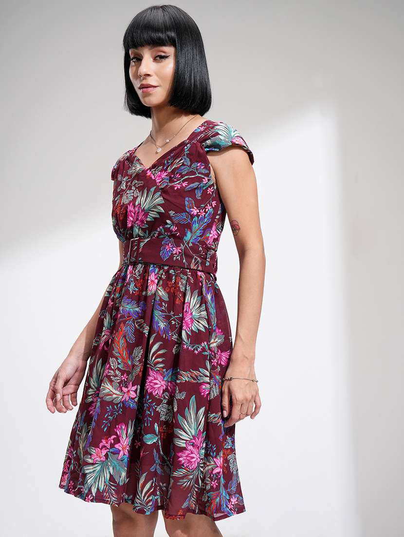 women maroon polyester a-line dress - 22470782 -  Standard Image - 2