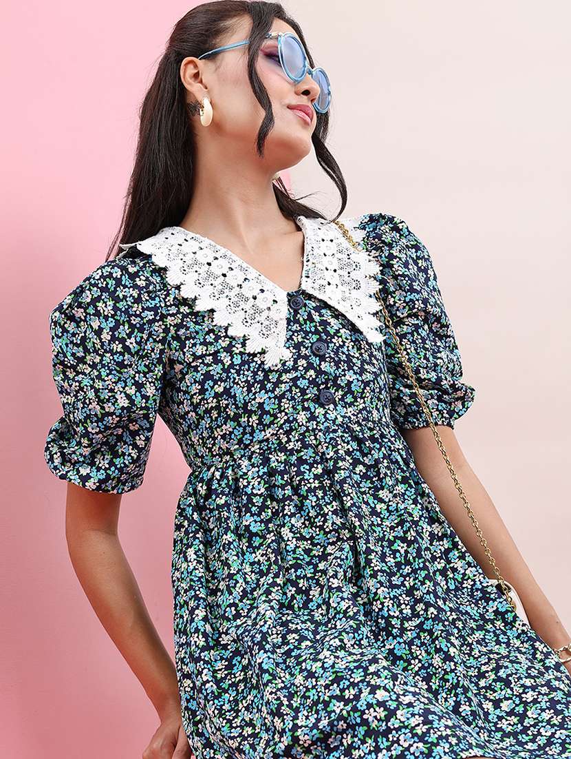 women blue polyester a-line dress - 22470783 -  Standard Image - 2