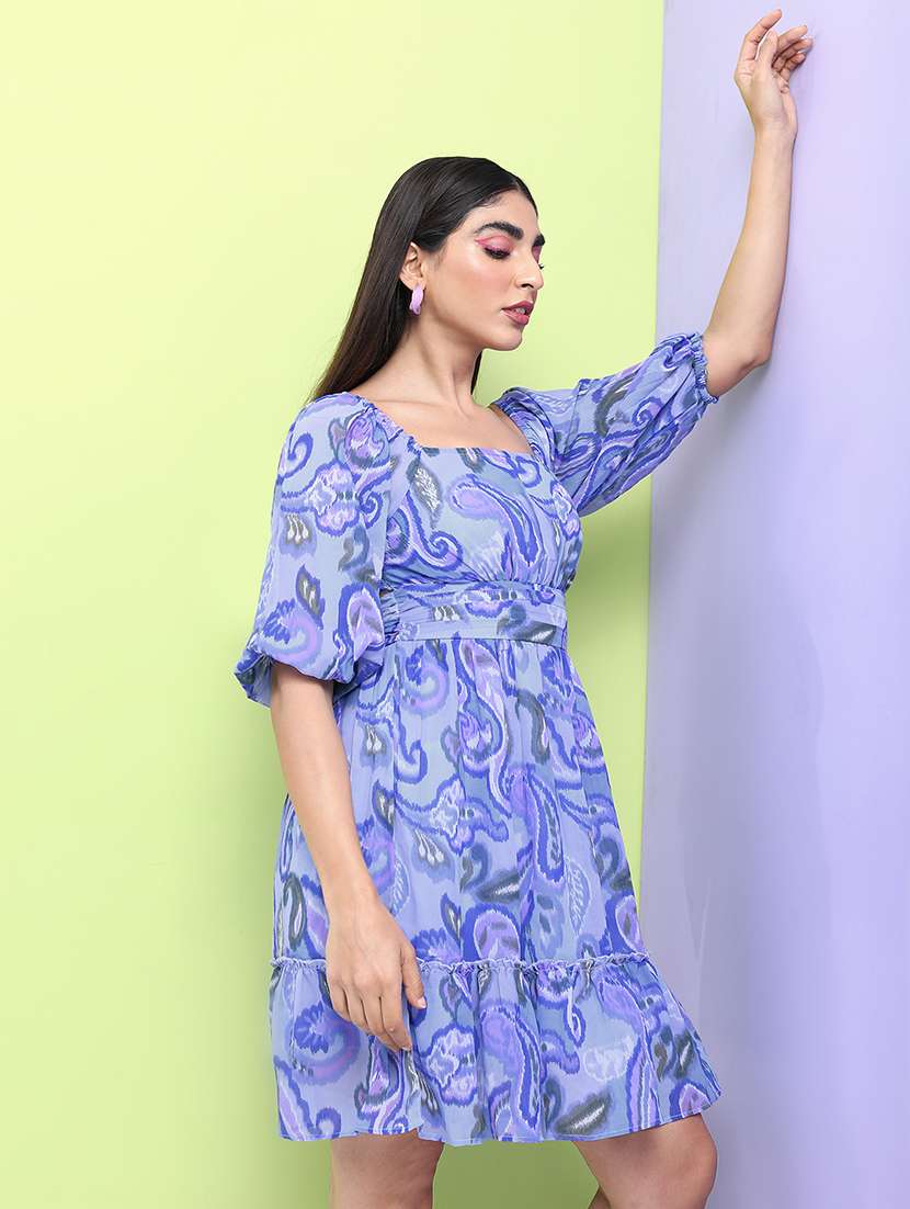 women blue polyester a-line dress - 22470786 -  Standard Image - 2