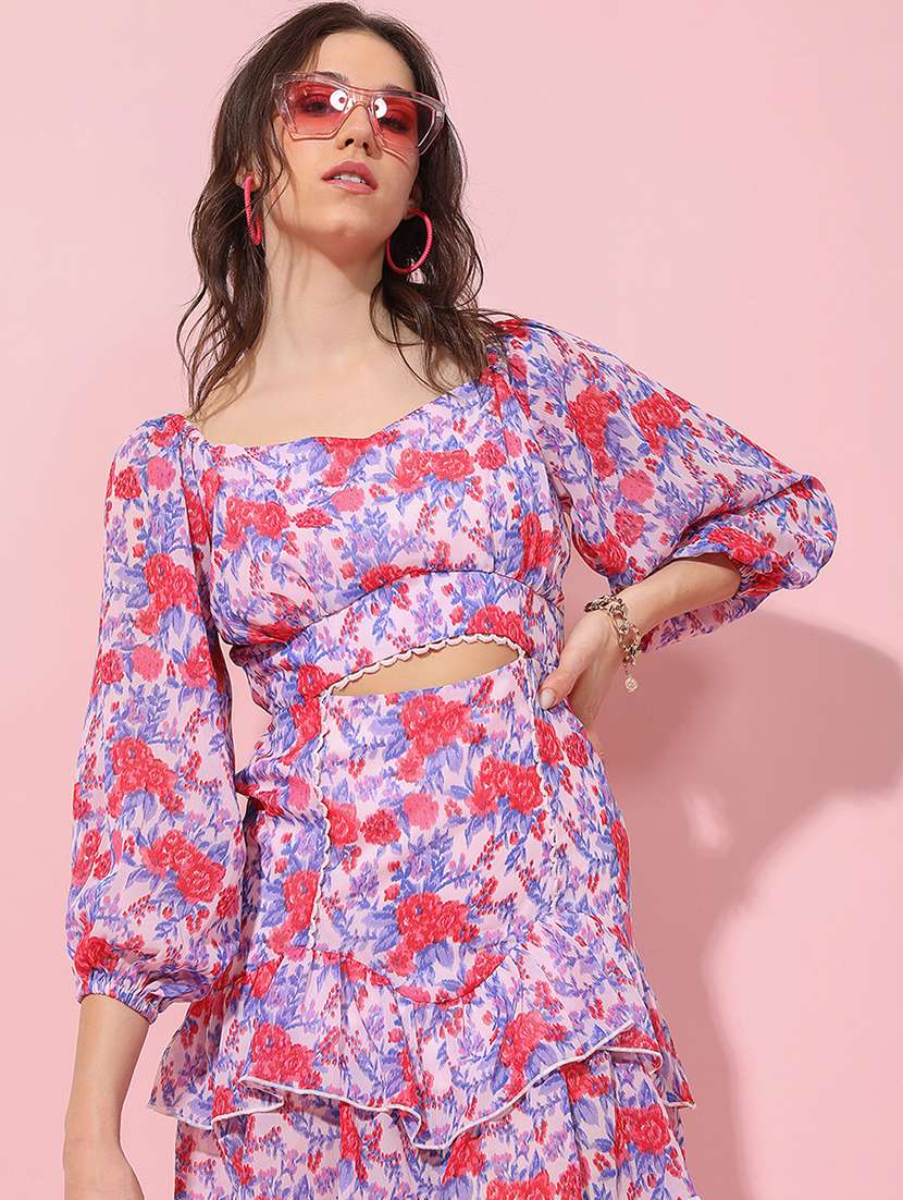 Women Pink Polyester Fit & Flare Dress - 22470796 -  Standard Image - 2