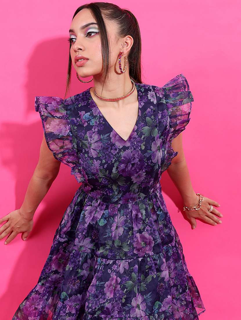 women lavender polyester a-line dress - 22470802 -  Standard Image - 2