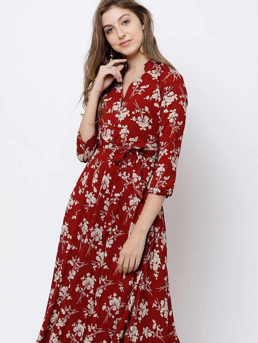 women maroon polyester a-line dress - 22470819 -  Standard Image - 2