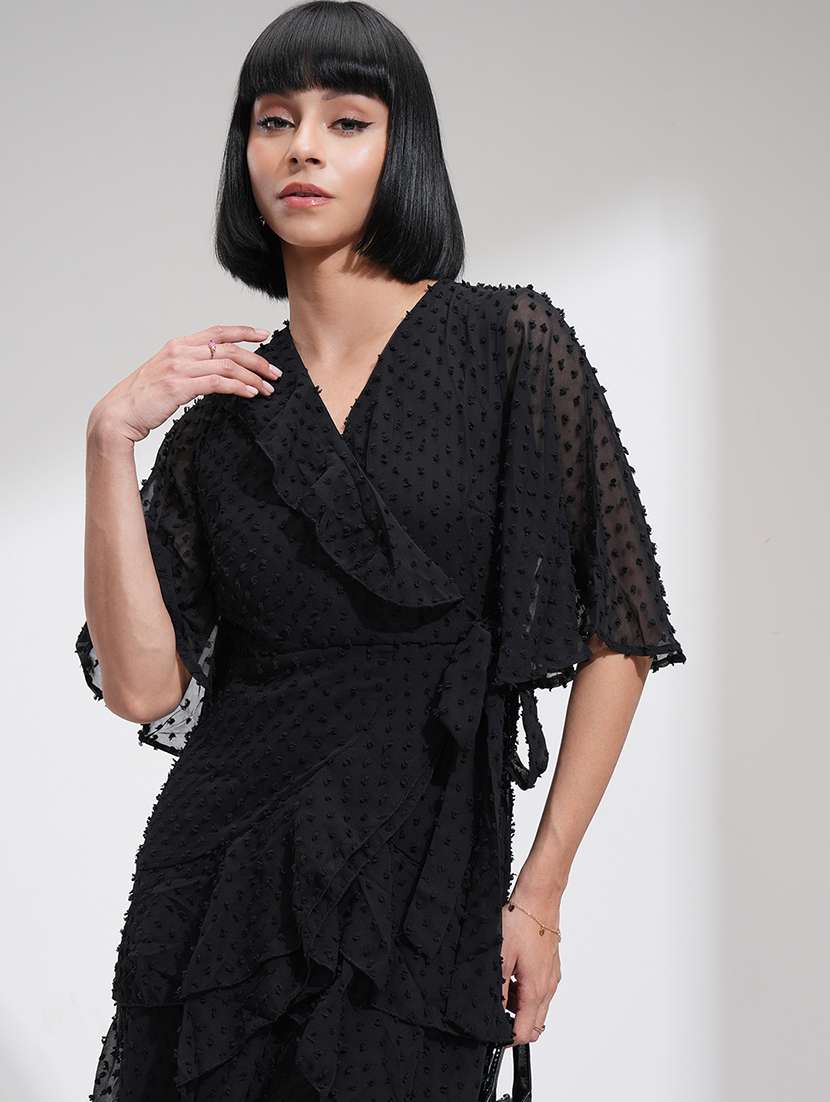 women black polyester fit & flare dress - 22470820 -  Standard Image - 2