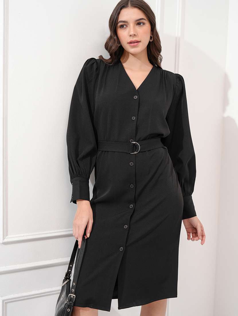 women black polyester shift dress - 22470828 -  Standard Image - 2