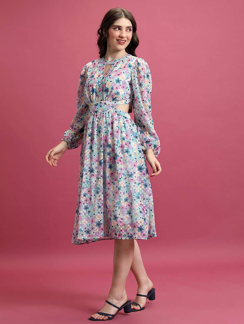 women multi color polyester fit & flare dress - 22470835 -  Standard Image - 2