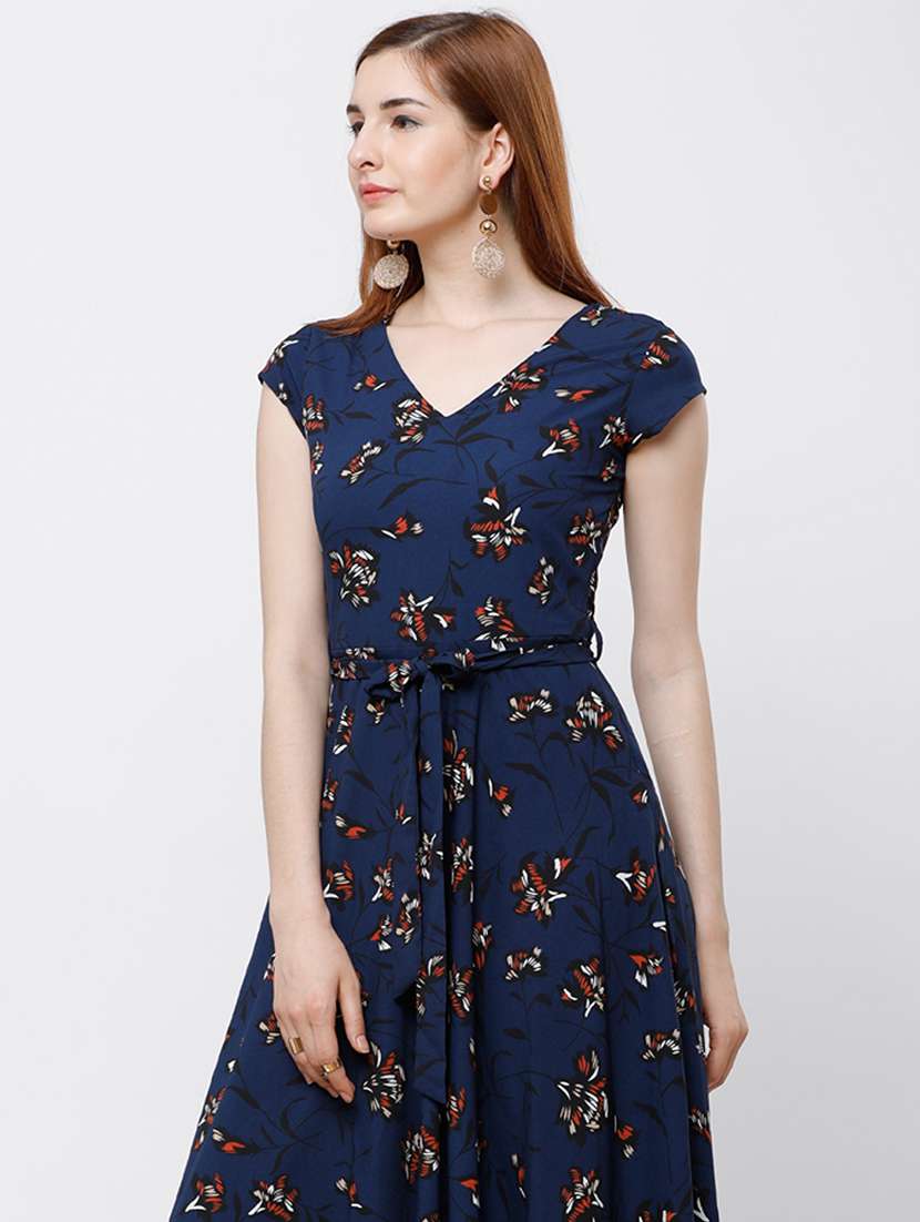 women navy blue polyester a-line dress - 22470851 -  Standard Image - 2
