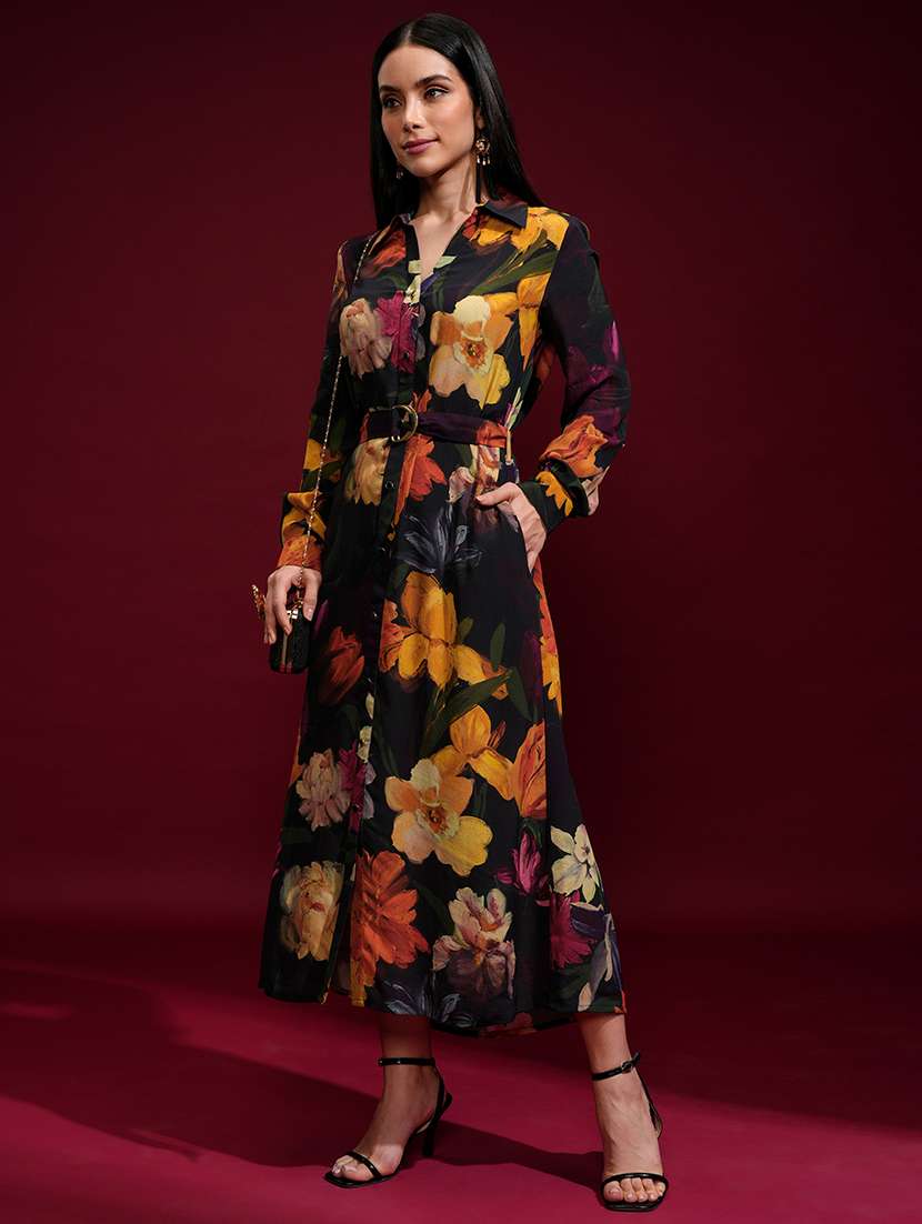 women black polyester shirt dress - 22470901 -  Standard Image - 2