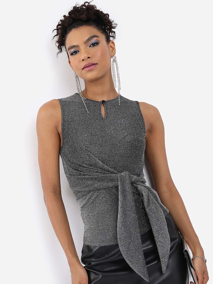 women solid  greypolyester regular top