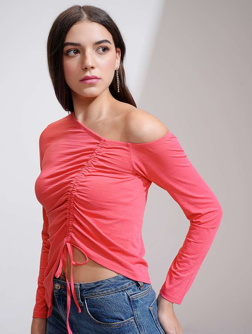 women solid pink polyester regular top - 22471070 -  Standard Image - 2