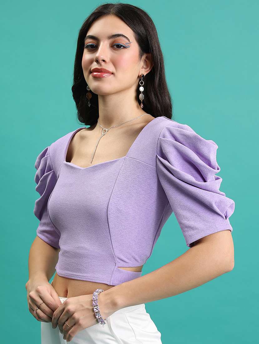 women solid purple polyester regular top - 22471079 -  Standard Image - 2