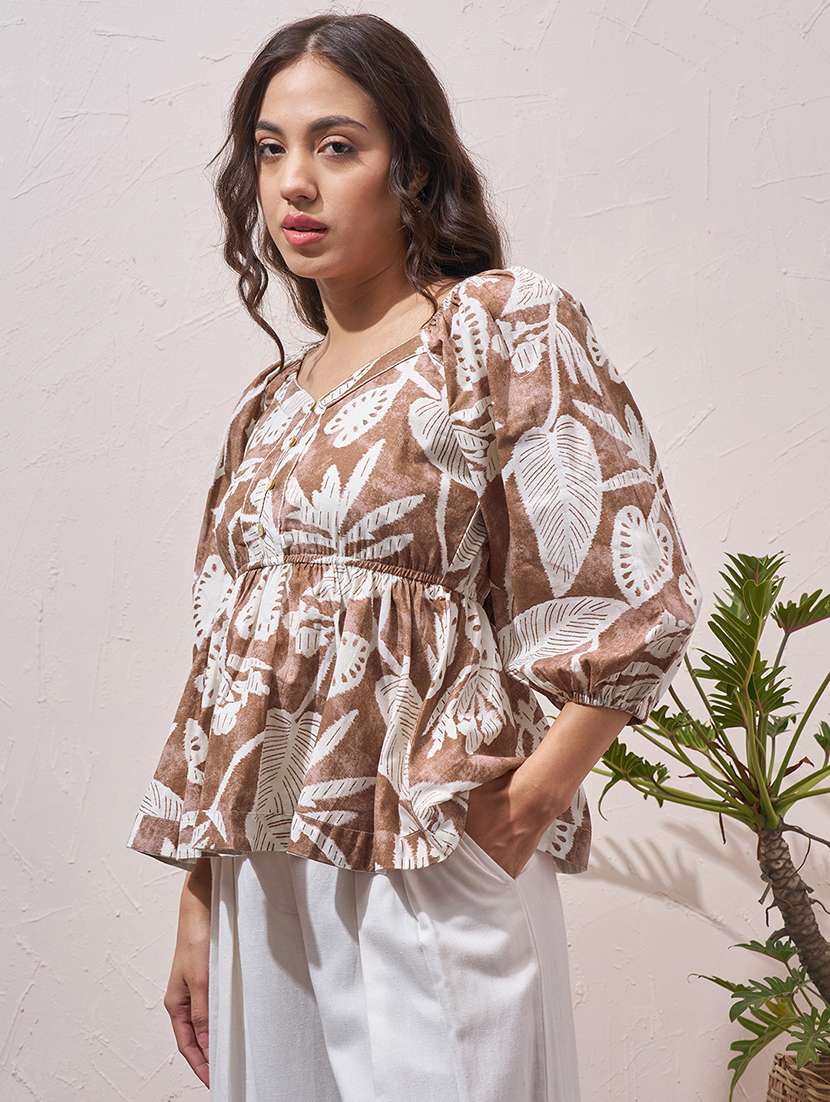 women floral pink cotton regular top - 22471098 -  Standard Image - 2