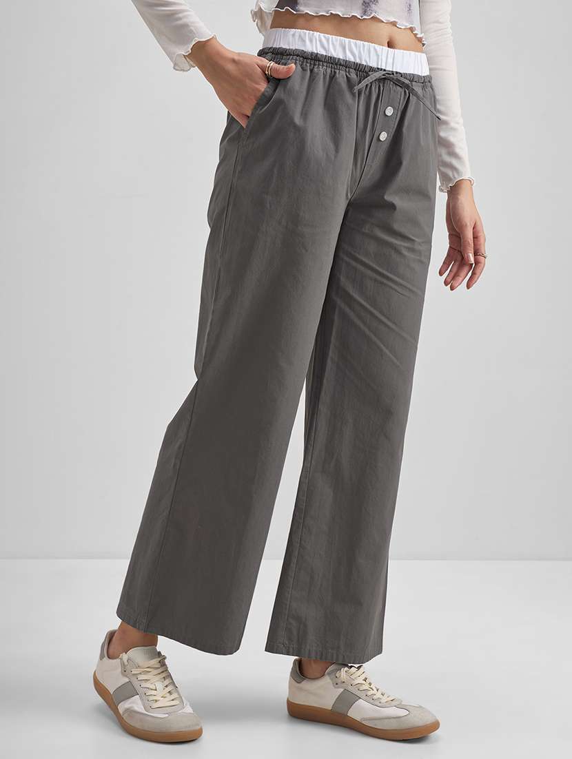 women grey cotton chinos trouser - 22471148 -  Standard Image - 2