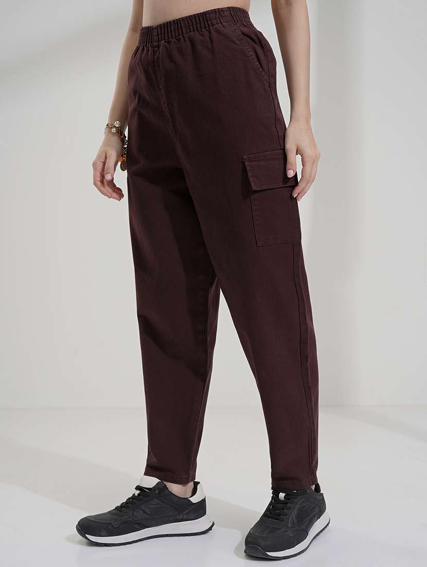 women brown cotton chinos trouser - 22471153 -  Standard Image - 2