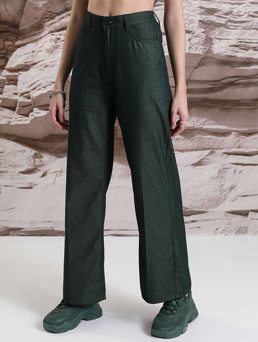 women teal cotton chinos trouser - 22471154 -  Standard Image - 2