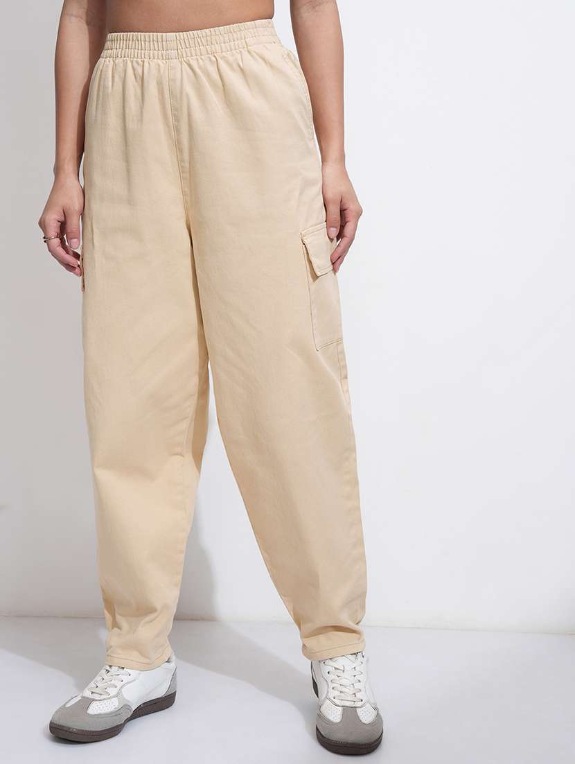 women yellow cotton chinos trouser