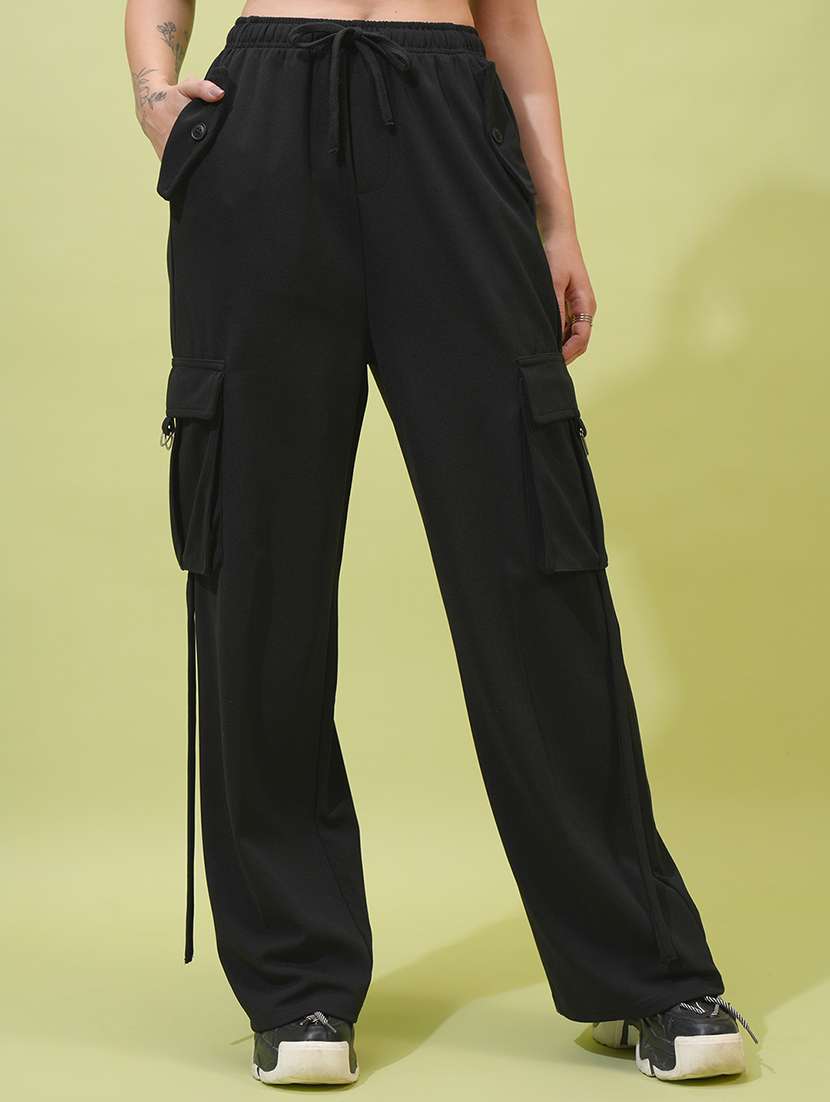 women black polyester chinos trouser