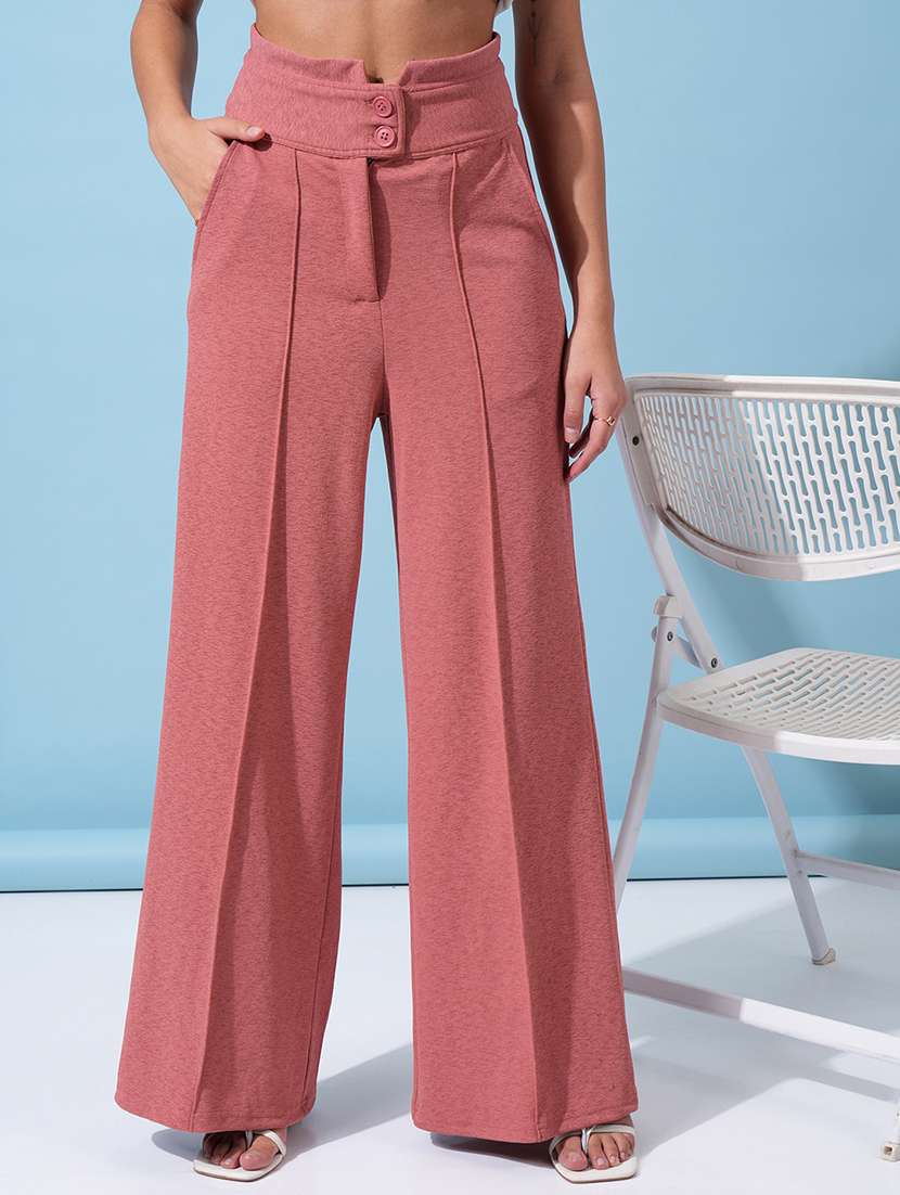 women red polyester chinos trouser