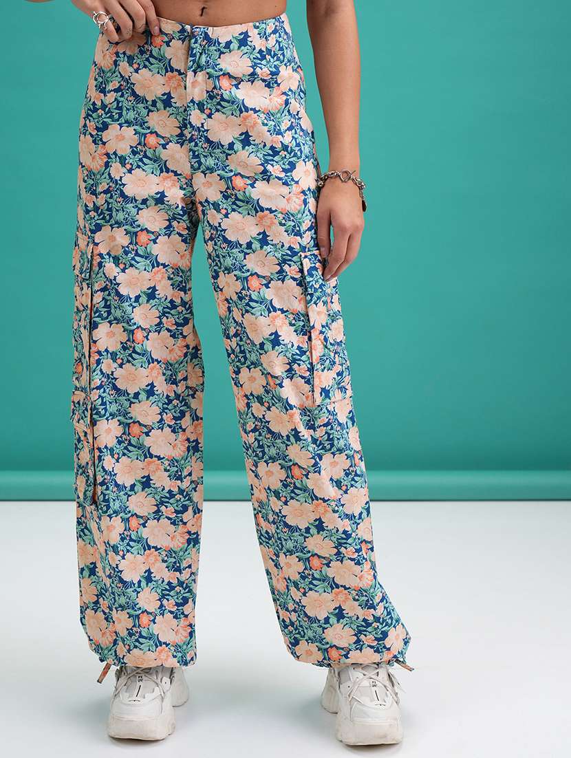 women blue cotton chinos trouser