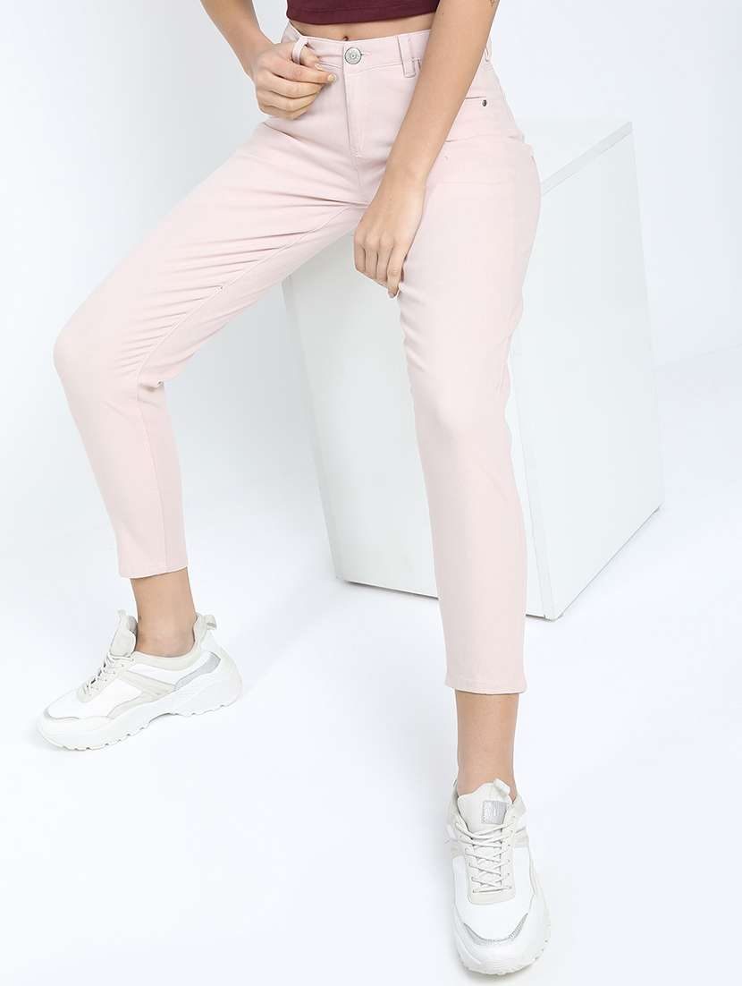 women pink cotton chinos trouser - 22471180 -  Standard Image - 2