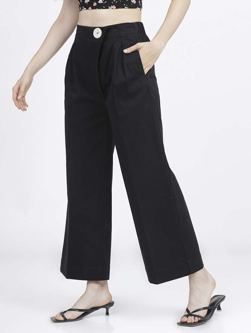 women black cotton chinos trouser - 22471182 -  Standard Image - 2