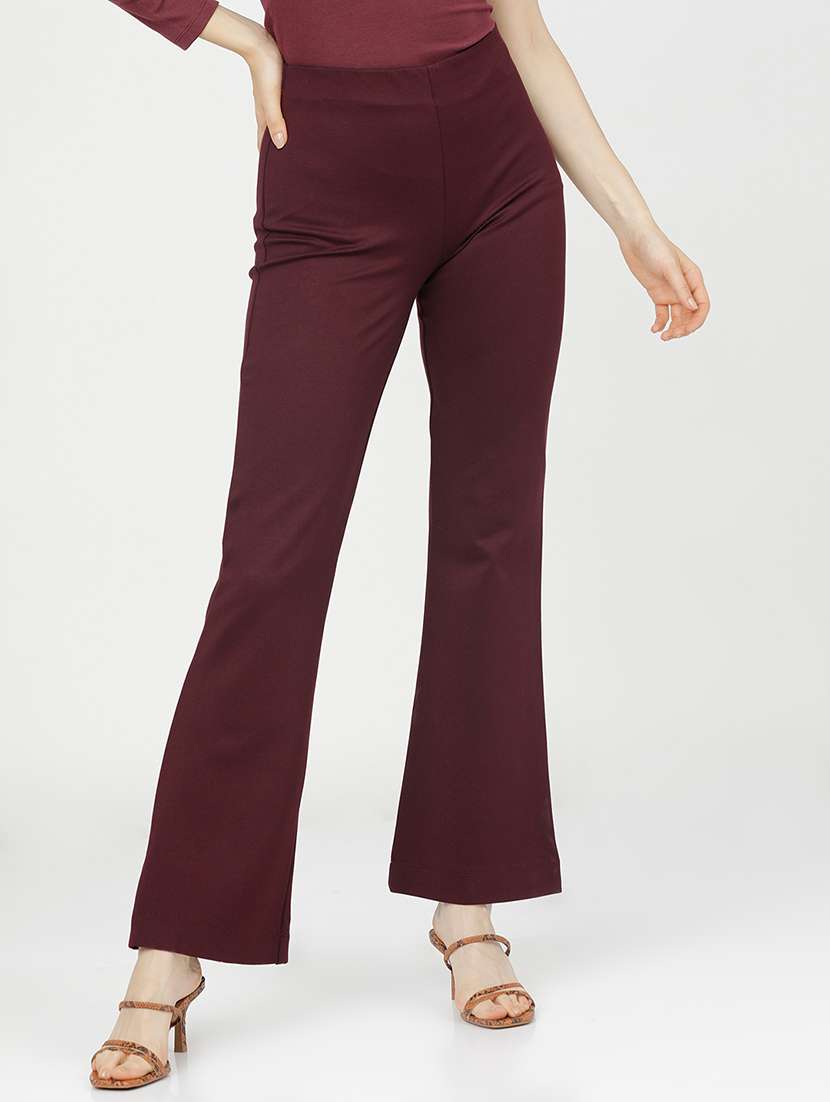 women purple viscose chinos trouser