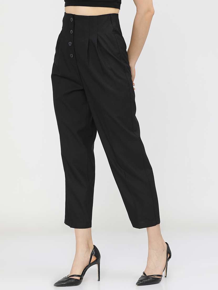 women black polyester chinos trouser - 22471194 -  Standard Image - 2