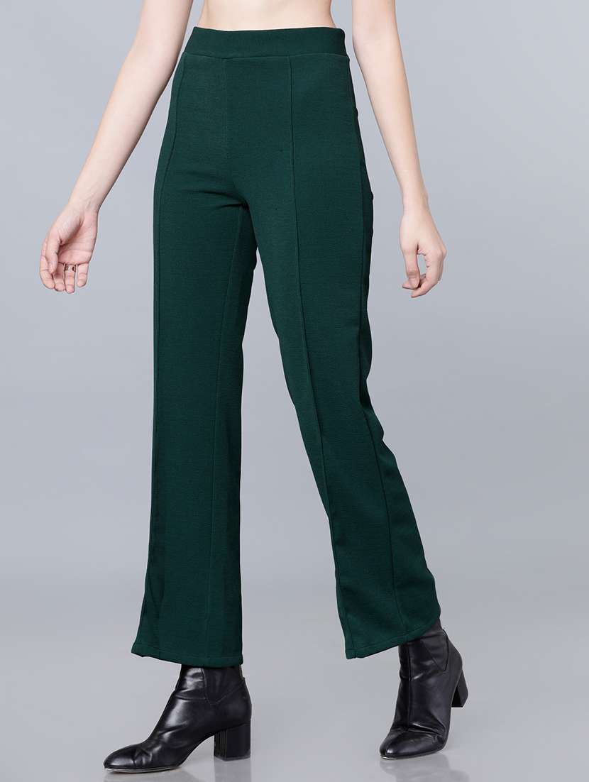 women green polyester chinos trouser - 22471196 -  Standard Image - 2
