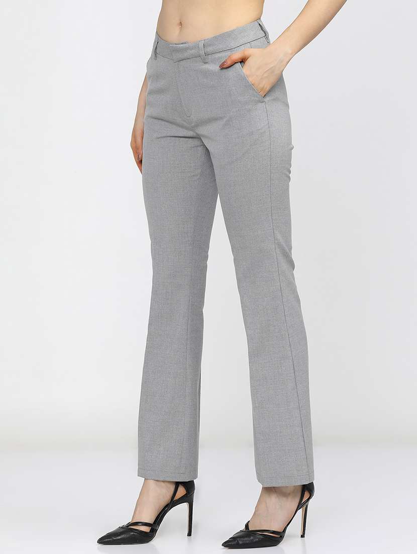 women grey polyester chinos trouser - 22471198 -  Standard Image - 2