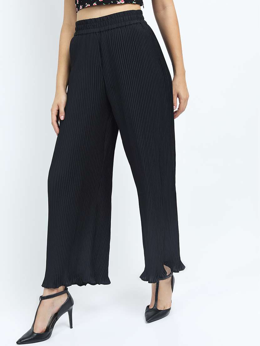 women black polyester chinos trouser - 22471204 -  Standard Image - 2