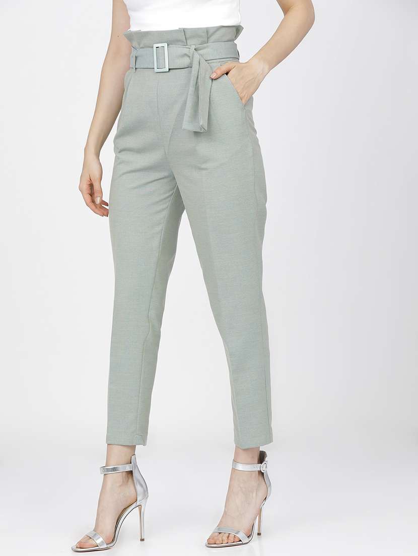women green polyester chinos trouser - 22471208 -  Standard Image - 2
