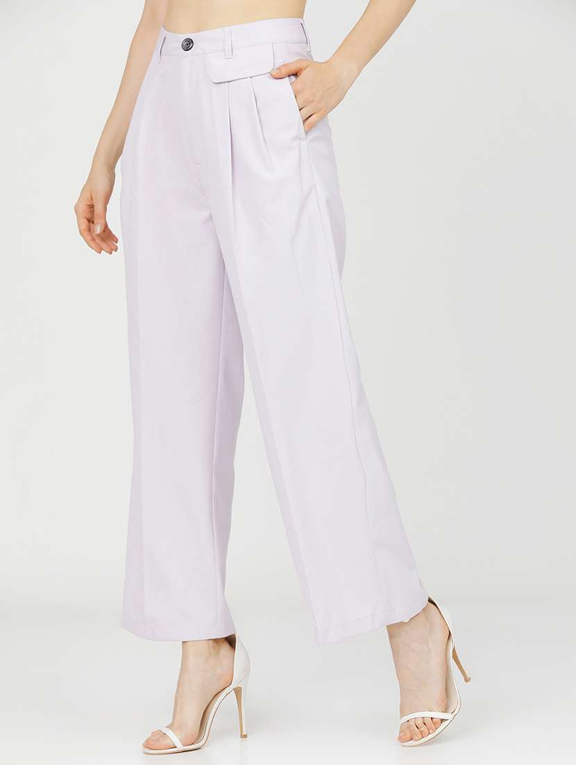 women purple polyester chinos trouser - 22471209 -  Standard Image - 2
