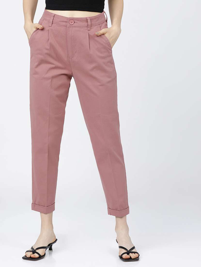 women red cotton chinos trouser
