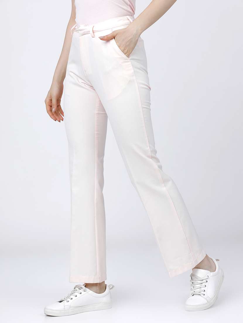 women pink polyester chinos trouser - 22471218 -  Standard Image - 2