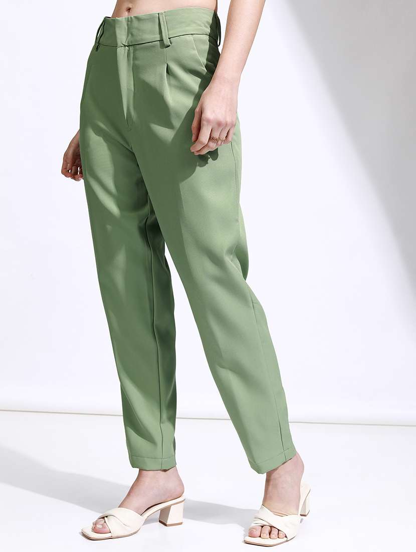 women green polyester chinos trouser - 22471222 -  Standard Image - 2