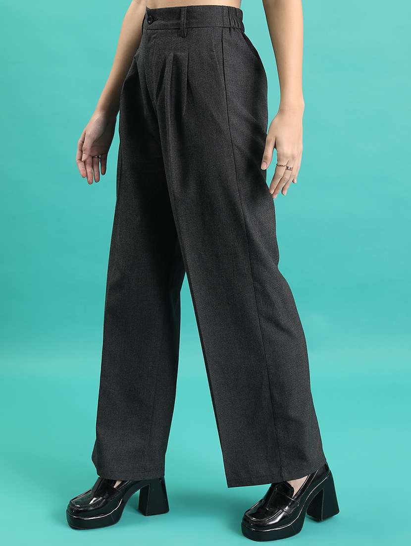 women grey pleated flat front trousers - 22471225 -  Standard Image - 2