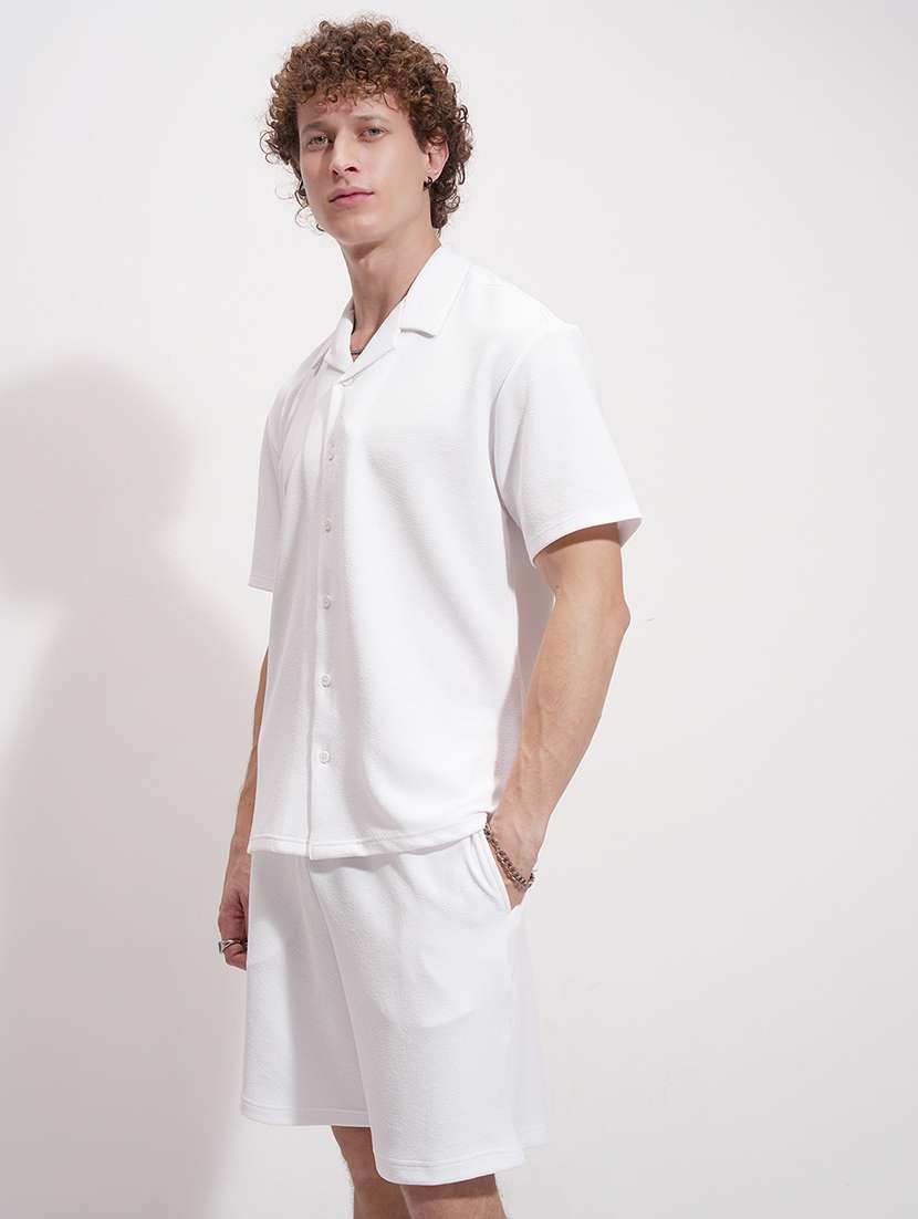 men white polyester plain co-ord set - 22471271 -  Standard Image - 2