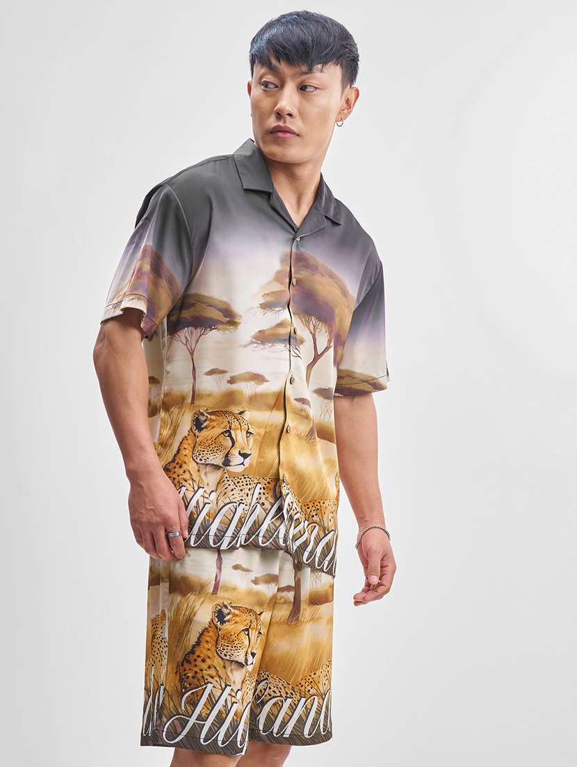 men multi colored polyester plain co-ord set - 22471275 -  Standard Image - 2
