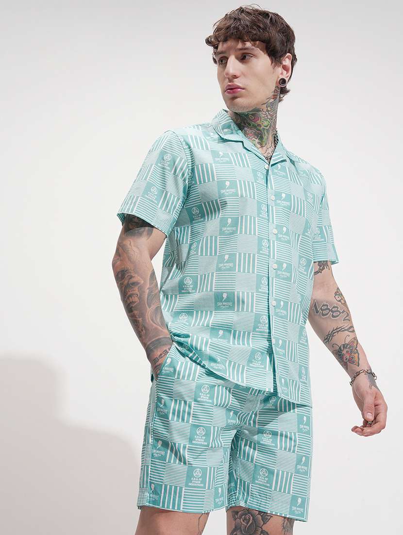 men blue cotton plain co-ord set - 22471286 -  Standard Image - 2