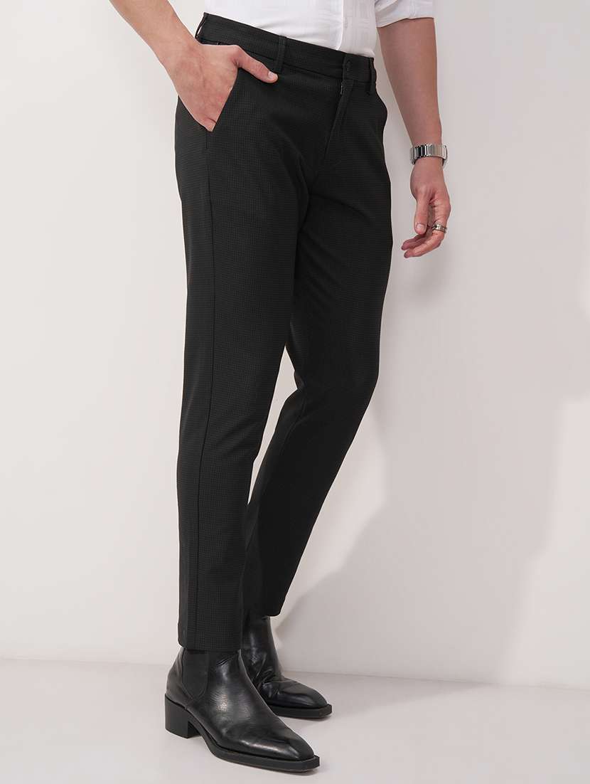 men black polyester chinos casual trouser - 22471302 -  Standard Image - 2